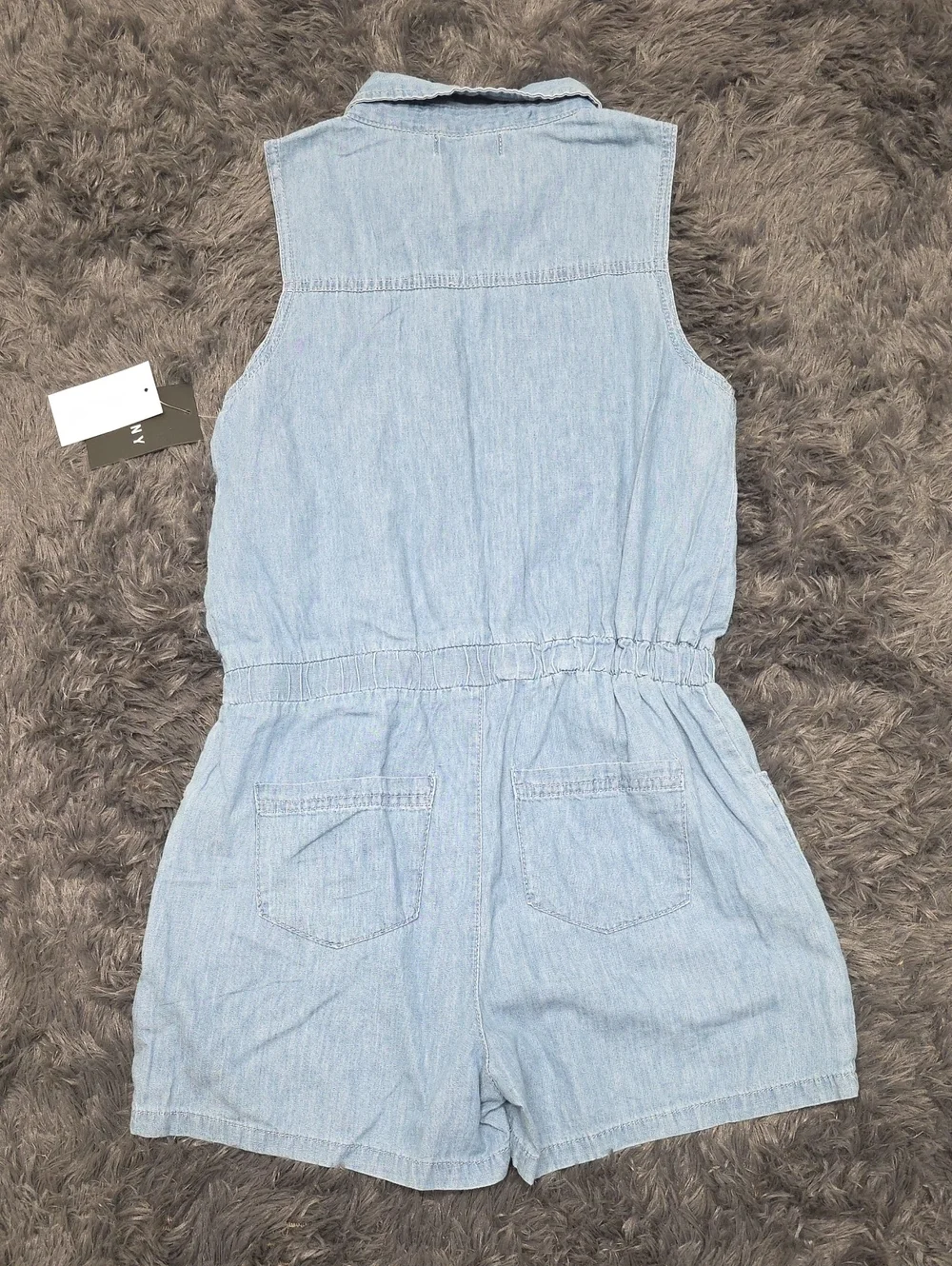 DKNY Light Blue Denim Sleeveless Kids One-Piece Romper. Size L. NWT!